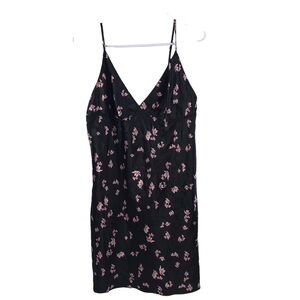 Victoria’s Secret Y2K Satin Slip Dress Floral Size Large black pink